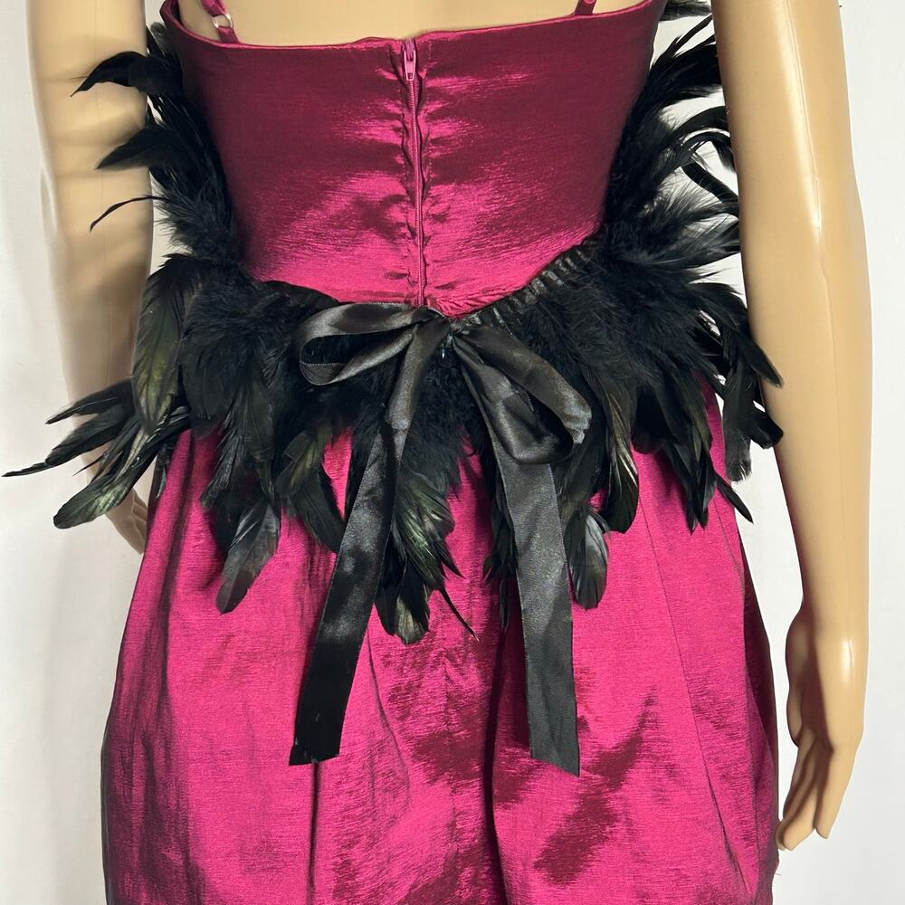 Black Feather Statement Waist Belt Ribbon Tie Gothic Burlesque Costume Sash